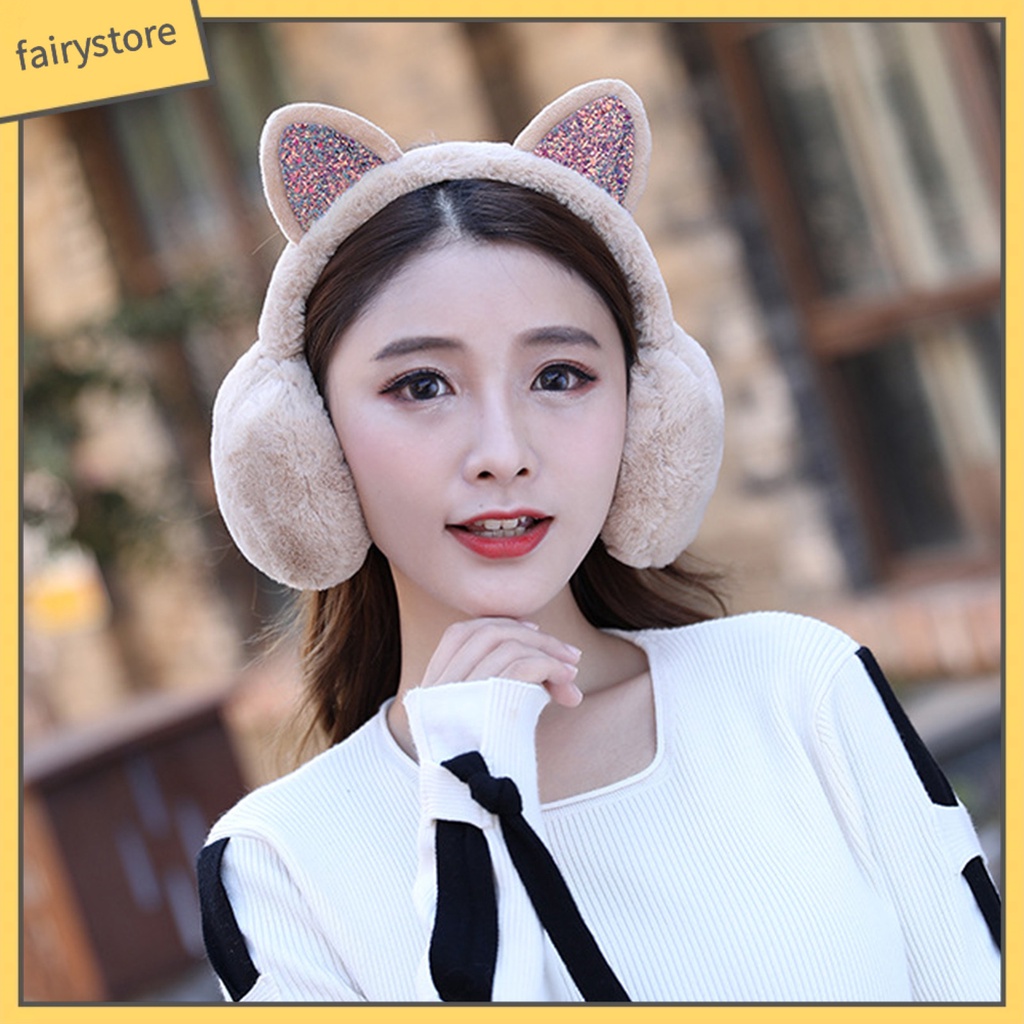 Chụp Tai Làm Ấm Tai Chống Gió Mùa Đông Đính Kim Sa Lấp Lánh