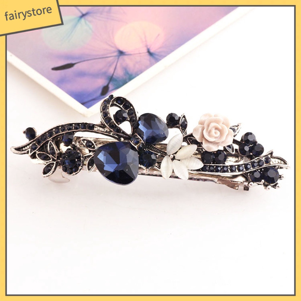 Kẹp Tóc Hình Hoa Đính Đá Lấp Lánh Phong Cách Vintage