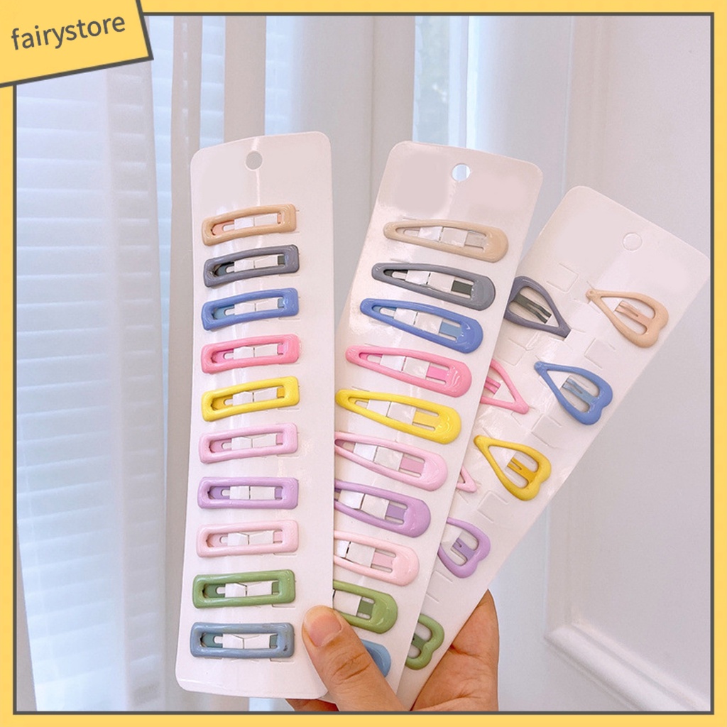 Set 10 Kẹp Tóc Hình Ngôi Sao / Trái Tim Hoạt Hình Co Giãn Chống Trượt Màu Kẹo Ngọt