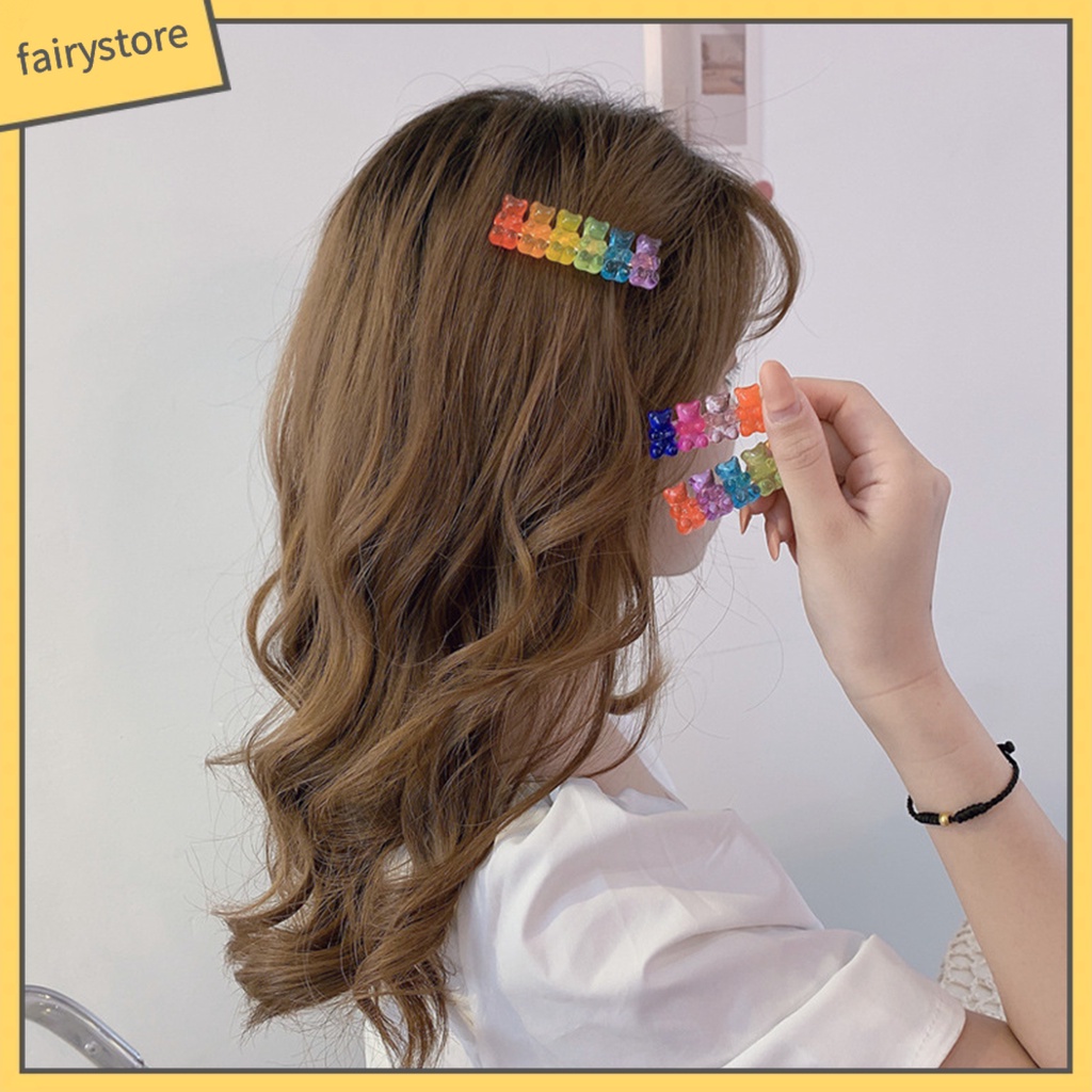 Kẹp Tóc Hình Gấu Bằng Nhựa Resin Nhiều Màu Sắc Xinh Xắn