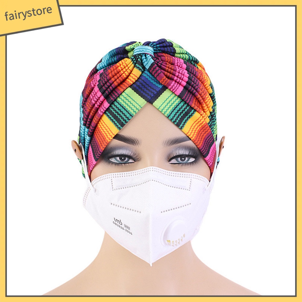 Set 2 Mũ Turban In Họa Tiết Cầu Vồng Thời Trang Nữ