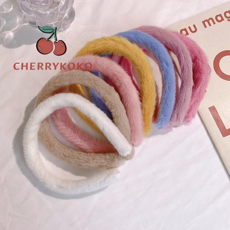 🍒🍒CHERRYKOKO Bờm Tóc Băng Đô Tóc TRƠN PHỐI LÔNG，Cài tóc thiết kế mới đơn giản thời trang phong cách Hàn Quốc