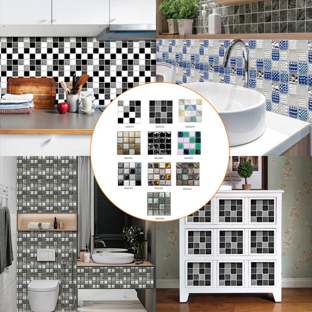 Set 10 Miếng Dán Tường Giả Gạch Trang Trí Nhà Tắm DIY