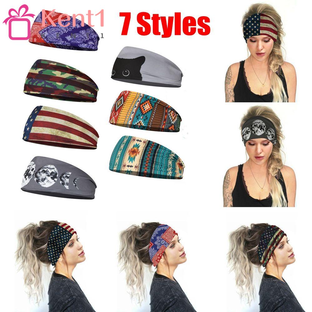 Băng Đô Cài Tóc Đa Năng Co Giãn Thấm Hút Mồ Hôi In Họa Tiết Lá Cờ Kat1