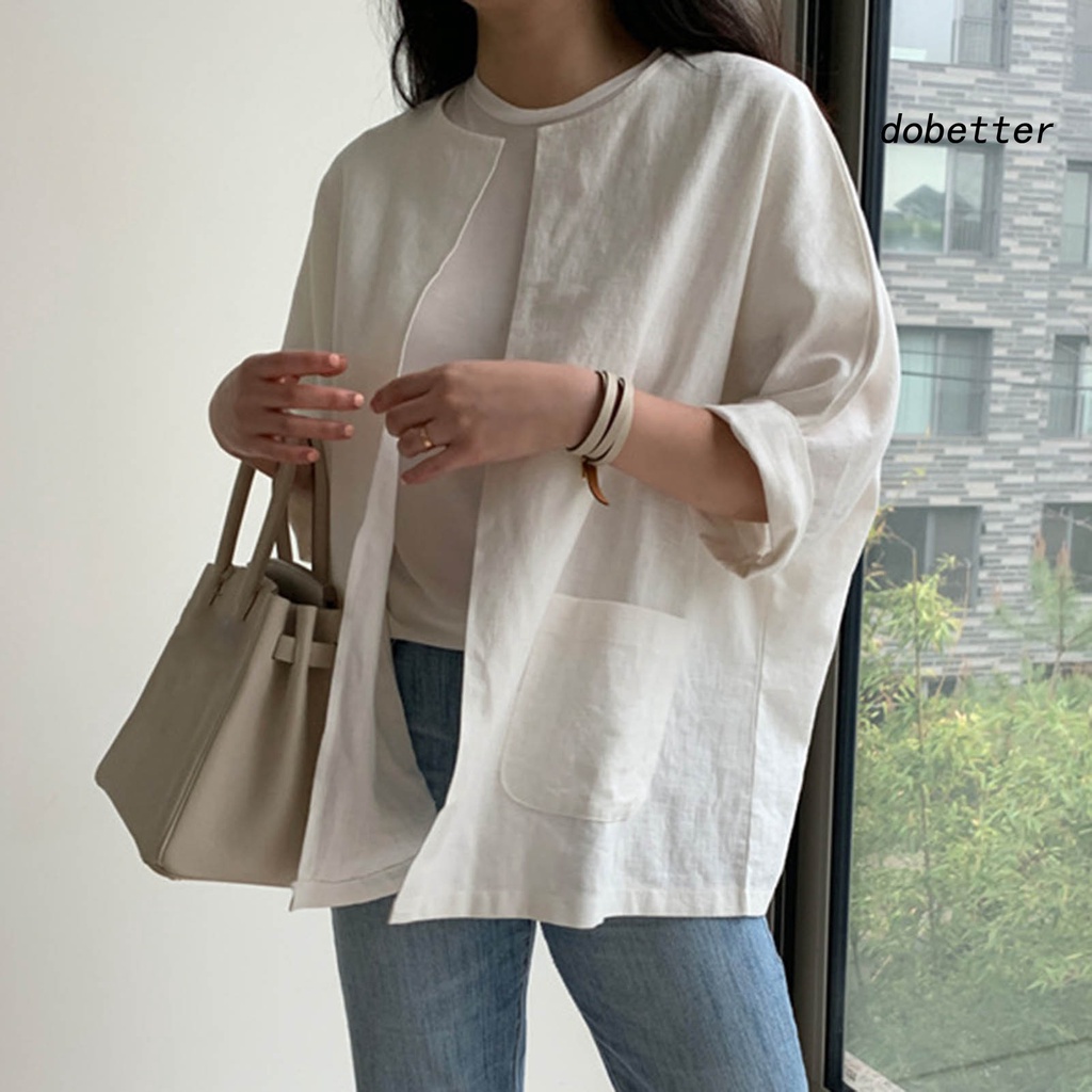 Áo Khoác Cardigan Cổ Tròn Tay Dài Dáng Rộng Phối Túi Trước Nhanh Khô Thời Trang Mùa Hè Cho Nữ