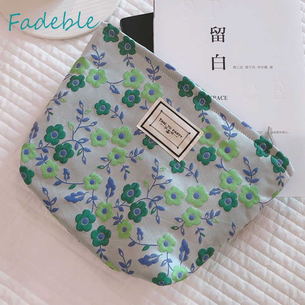 Túi Đựng Mỹ Phẩm Du Lịch Bằng Vải Canvas In Họa Tiết Hoa Sức Chứa Lớn Cho Nữ