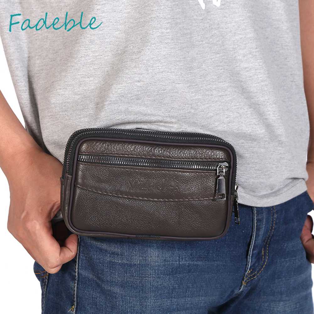 Túi Đeo Hông Mini Bằng Da Bò Màu Trơn Thời Trang Cho Nam