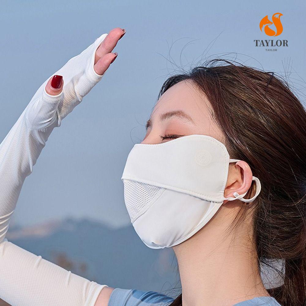 Khẩu Trang Chống Nắng TAYLOR1 Bằng Lụa Lạnh Phối Lưới Thoáng Khí Màu Trơn