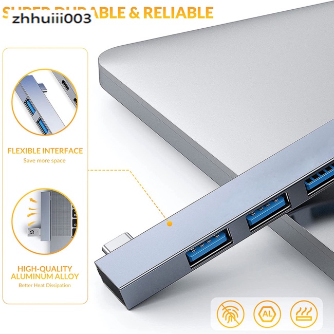 Zhihui Bộ Chia Cổng Usb c 4 Trong 1 1 Cổng Type-c Sang 2 Cổng Usb2.0 1pc Usb3.0 Cho Máy Tính