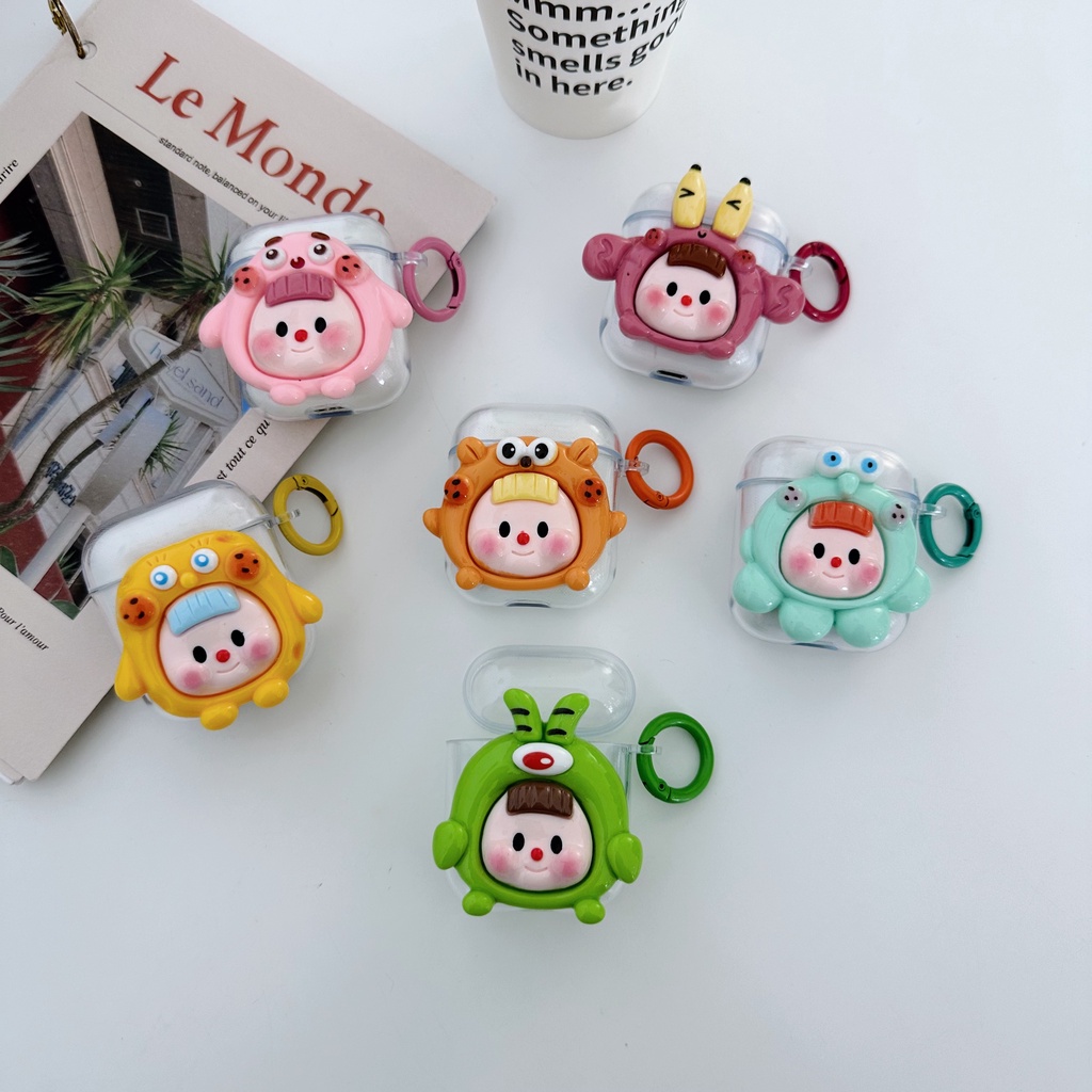 Vỏ Bảo Vệ Hộp Sạc Tai nghe không dây AirPods 1 2 gen3 pro2 2022 Bằng tpu Mềm Trong Suốt Họa Tiết Hoạt Hình 3D Sáng Tạo