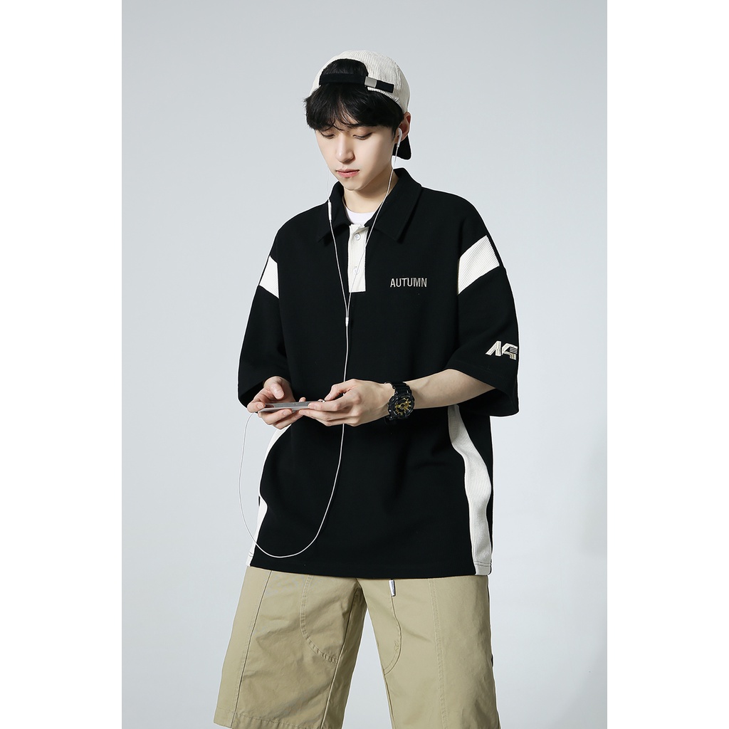 Áo Thun polo Tay Ngắn Dáng Rộng Phong Cách Thời Trang Đường Phố Mỹ Hàng Mới Dành Cho Nam Giới