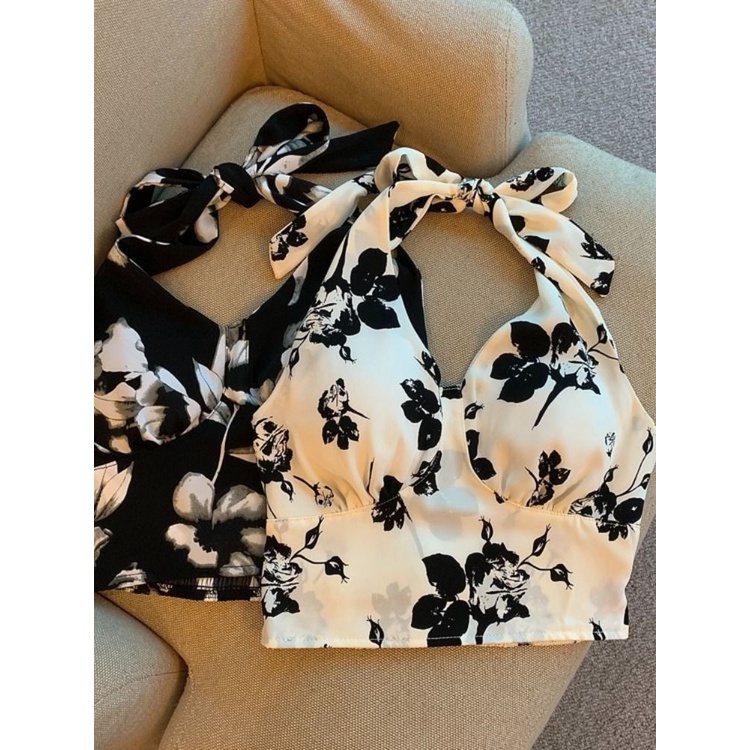 Áo Hai Dây Cổ Chữ v Họa Tiết Hoa Thời Trang Mùa Hè 2023 Dành Cho Nữ