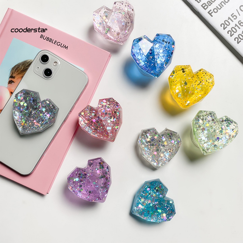 Giá Đỡ Điện Thoại Để Bàn Đính Kim Sa Hình Trái Tim 3D Nhiều Màu Thông Dụng