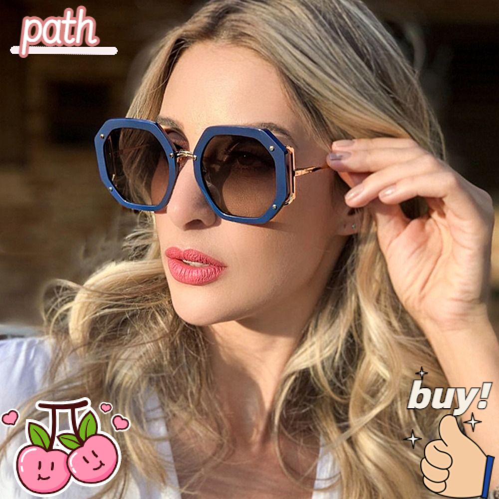 Kính Mát Oversized Gọng Kim Loại Hình Đa Giác Cho Nữ