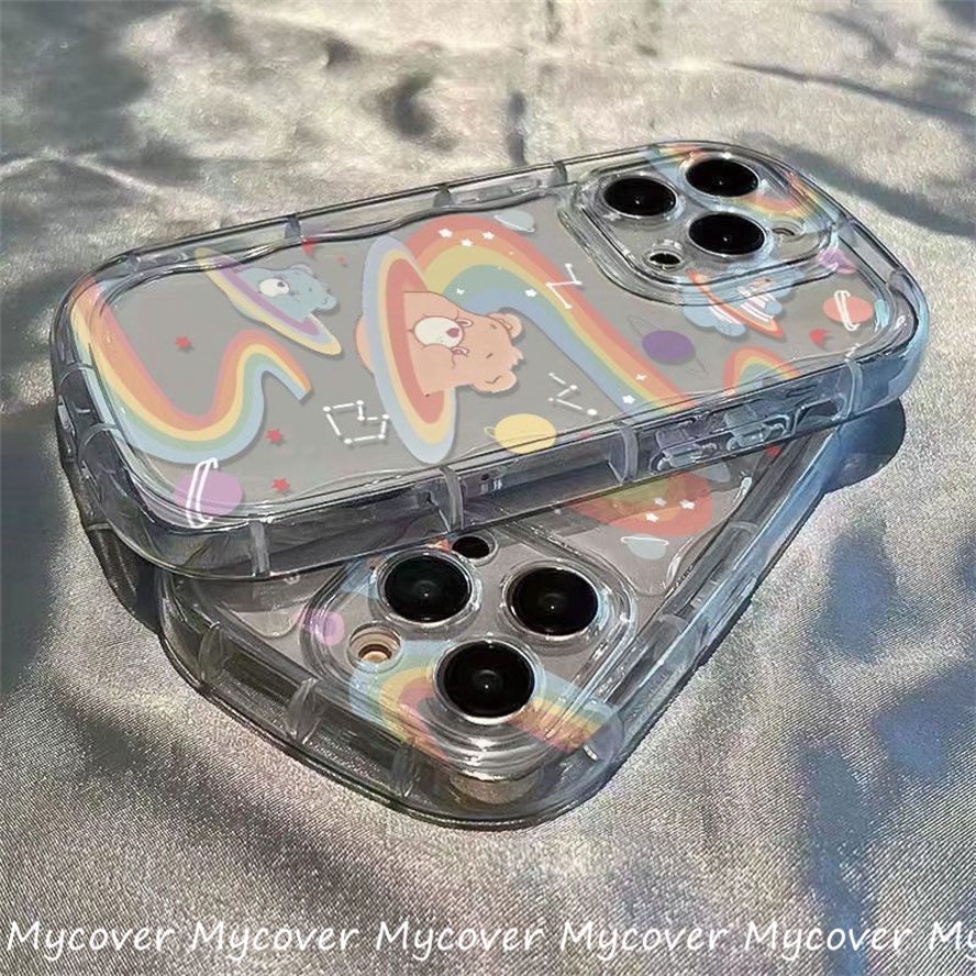 Ốp Điện Thoại Silicon Họa Tiết Gấu Cầu Vồng Dễ Thương Cho iPhone 11 12 13 14 Pro Max X Xr Xs 8 7 6 Plus SE 2020