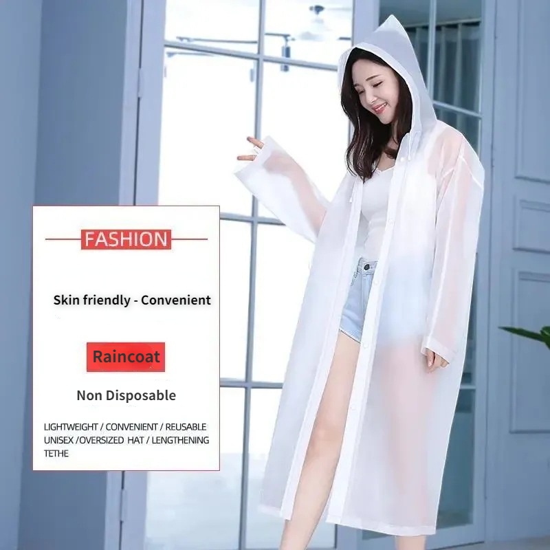 Áo Mưa Dày Dặn Bằng EVA Trong Suốt Siêu Bền Cho Người Lớn / Trẻ Em