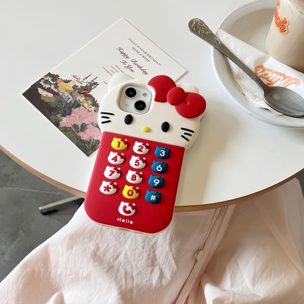 Ốp Điện Thoại TPU Dẻo Họa Tiết Hoạt Hình Hello Kitty 3D Dễ Thương Cho iPhone 12 11 13 14 Pro Max