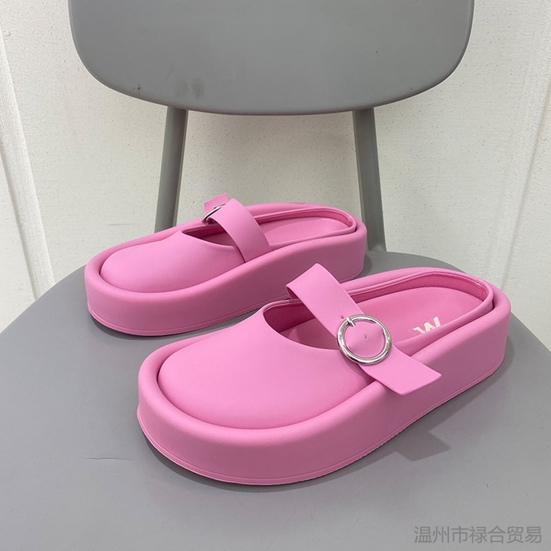 KaBaiQi Dép bánh mì guốc dép giày nữ Màu Sắc Đơn Giản Thoải Mái Cao Gót Chống Trơn Trượt dép đế xuồng 27ZHDLX062506