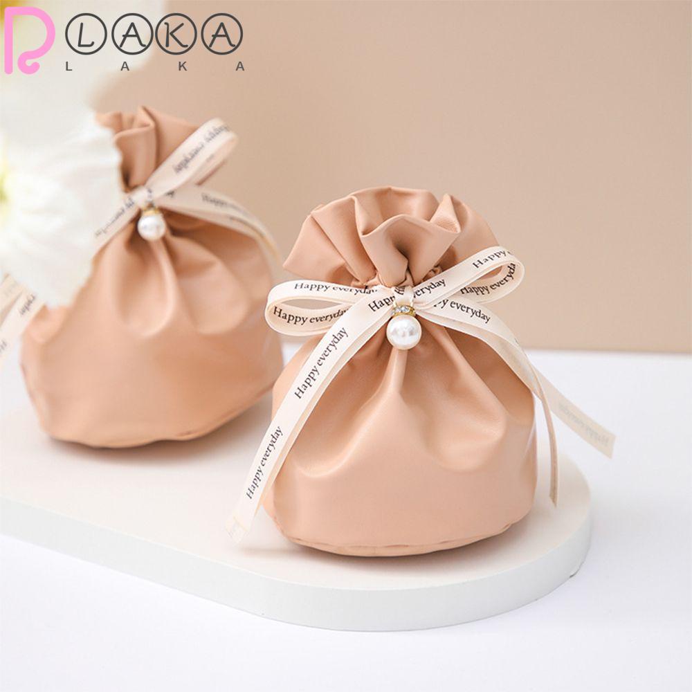 Hộp Đựng Kẹo Bằng Da Thắt Nơ Ruy Băng Cho Tiệc Cưới