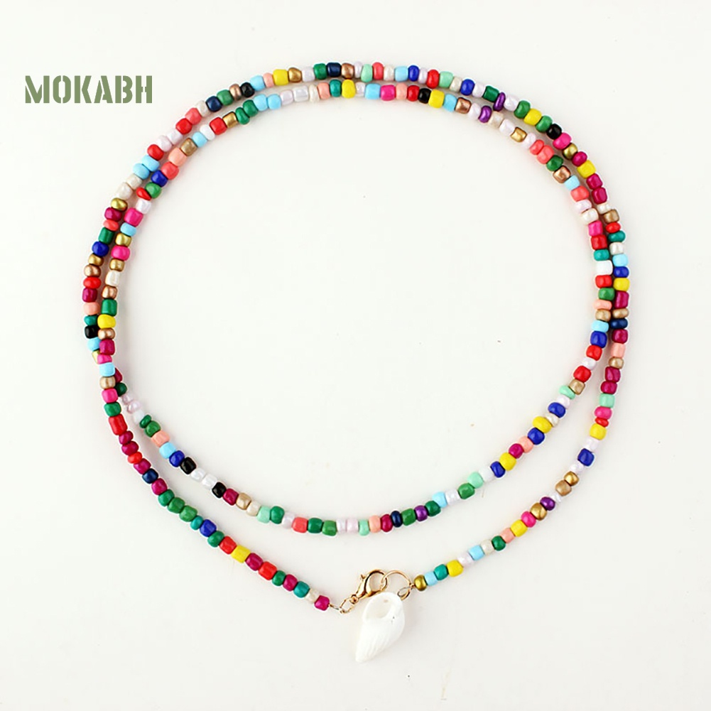 [Mok Abh] Vòng Cổ Hai Lớp Gắn Vỏ Sò Phong Cách Bohemian