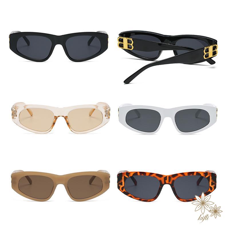 Kính Râm Mắt Mèo Hai Mặt Tam Giác Thời Trang Retro Đường Phố Làm Đạo Cụ Chụp Ảnh