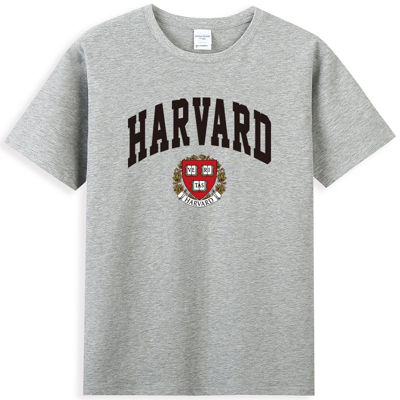 Áo thun HANLU tay ngắn cổ tròn phong cách Harvard cho nam