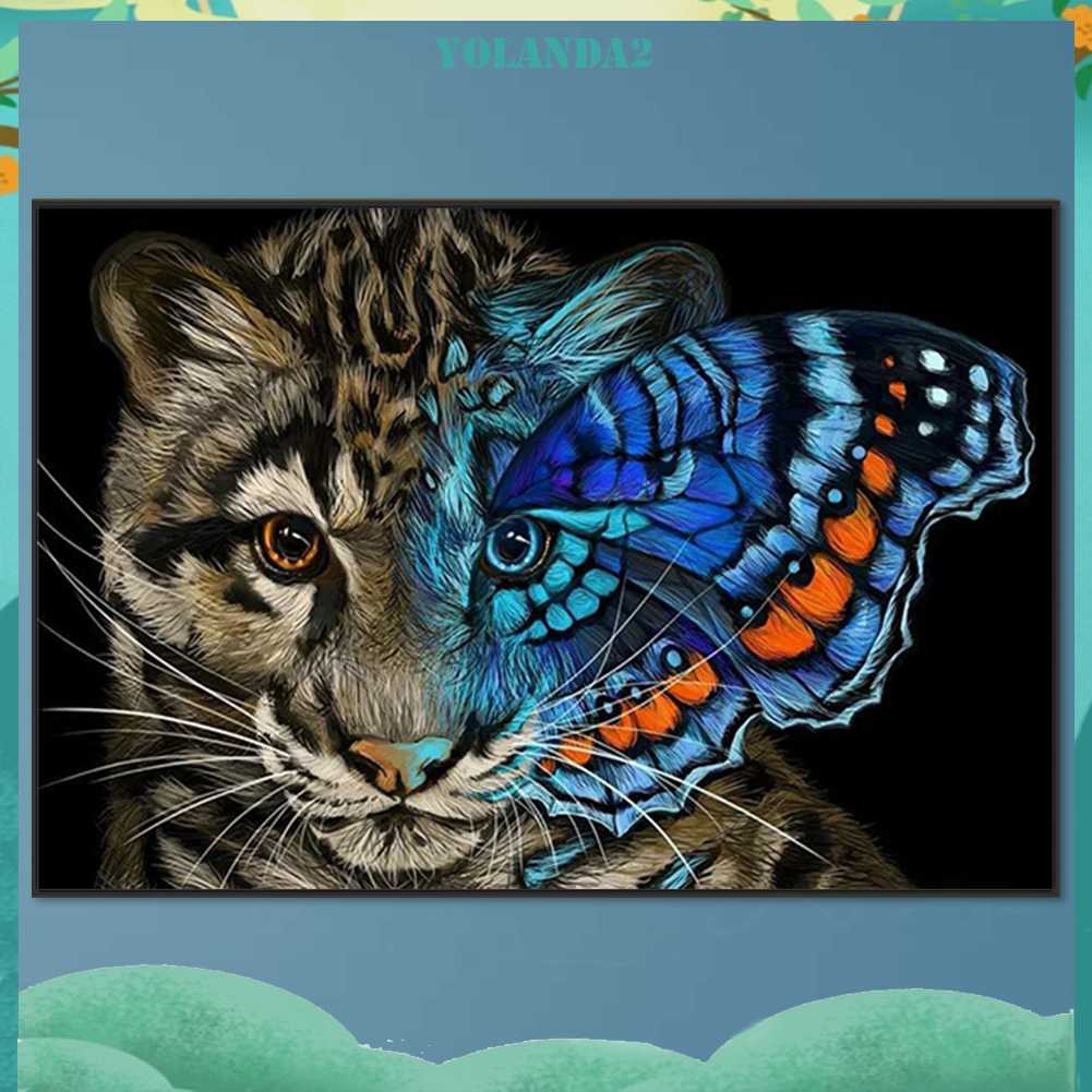 Tranh Đính Đá Kim Cương Toàn Bộ 5D DIY Hình Vẽ Mèo Trang Trí Nhà Cửa