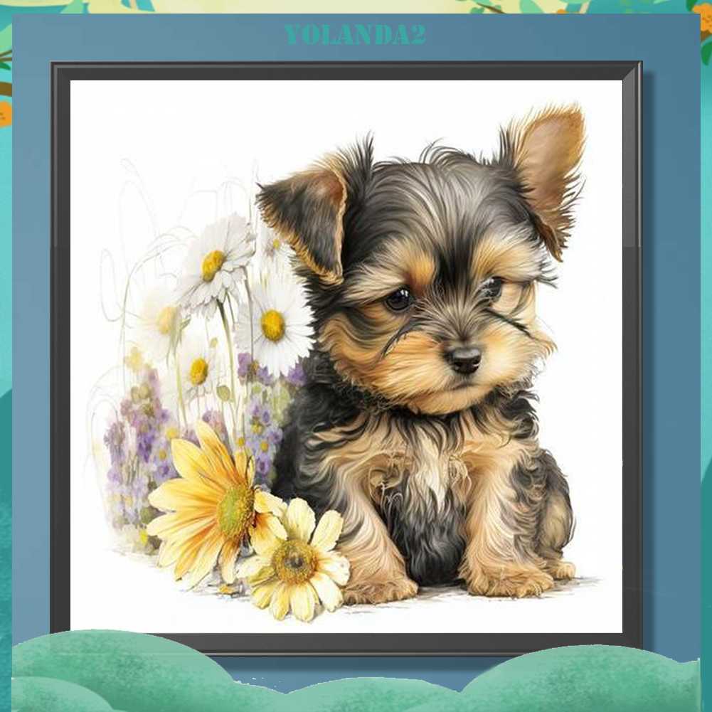 Tranh Đính Đá Kim Cương Toàn Bộ 5D DIY Hình Vẽ Chó Trang Trí Nhà Cửa