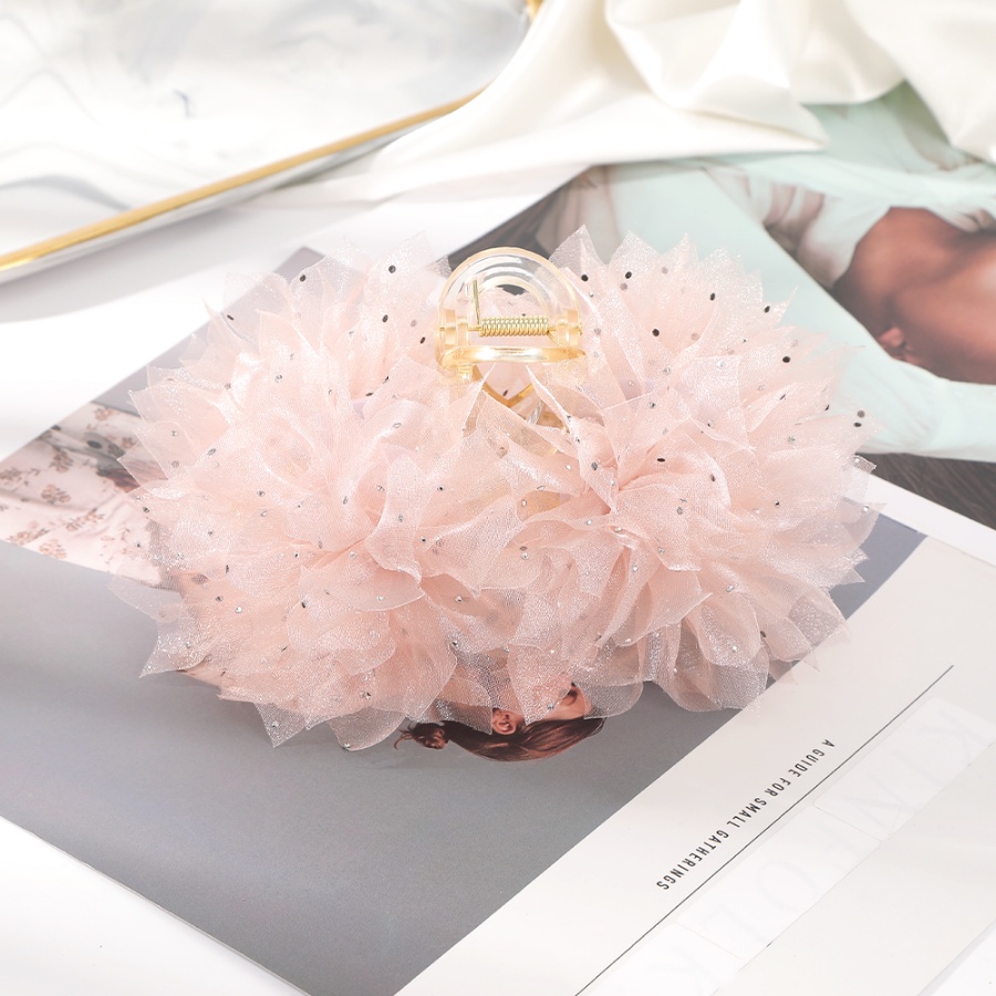 Kẹp Tóc Đuôi Ngựa Bằng Acrylic Hình Hoa Lưới Đính Kim Cương Phong Cách Hàn Quốc