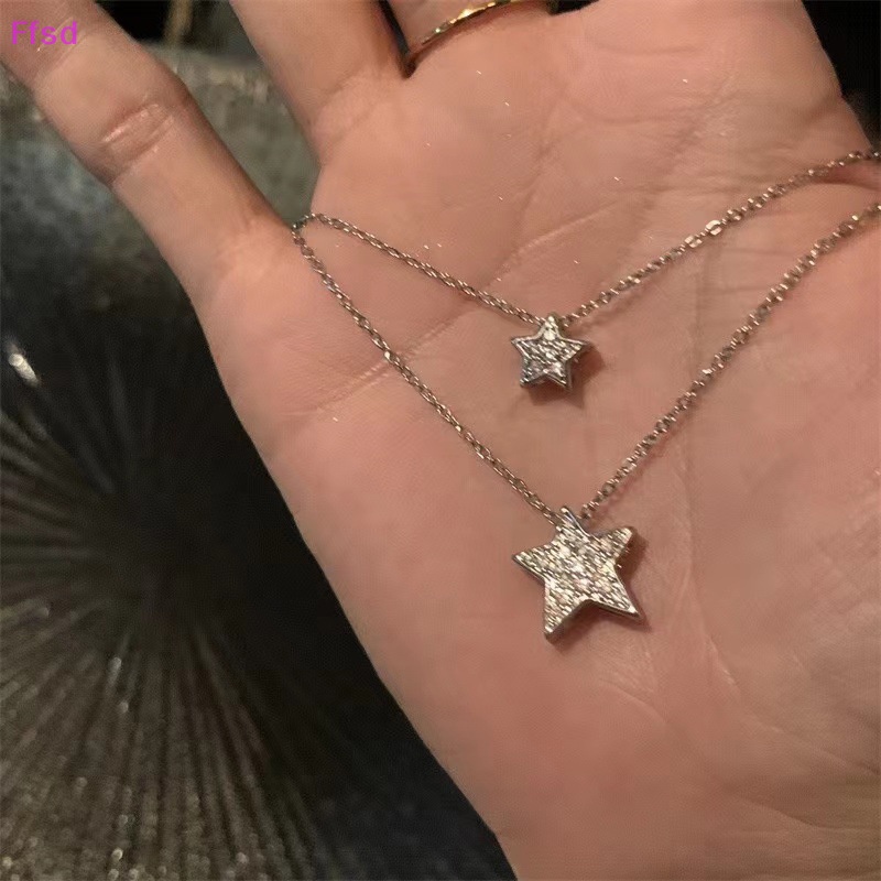 Vòng cổ Hai Lớp Mặt Hình Ngôi Sao Đính Đá Pha Lê Thời Trang Cho Nữ