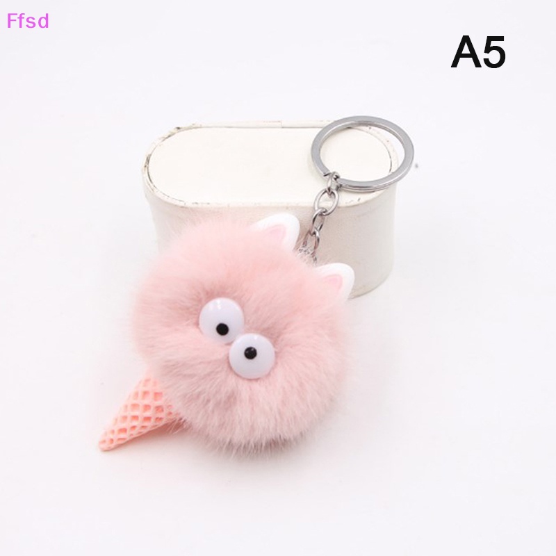 {Ffsd} Móc Khóa Banh Lông Thỏ Giả 6cm Gắn Quả Bông Pompom Cho Túi Xách * Bán Chạy