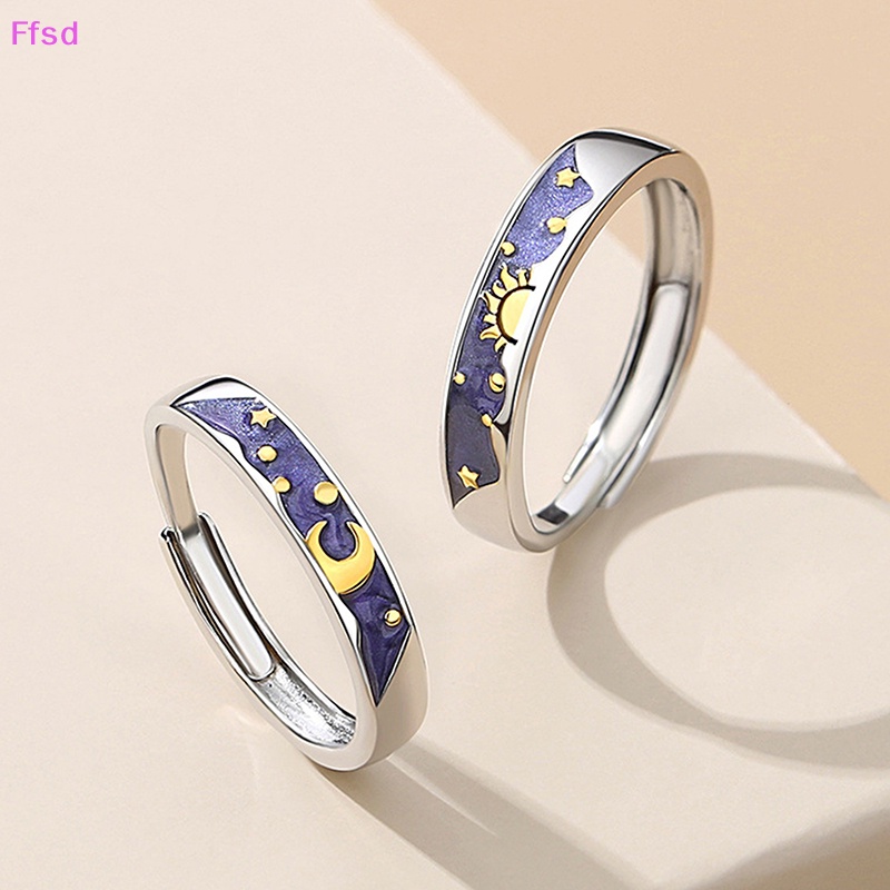 {Ffsd} Nhẫn Cặp Đôi Hình Mặt Trời Mặt Trăng Có Thể Điều Chỉnh Ánh Sáng Quà Tặng Sinh Nhật Trang Sức Cho Nữ