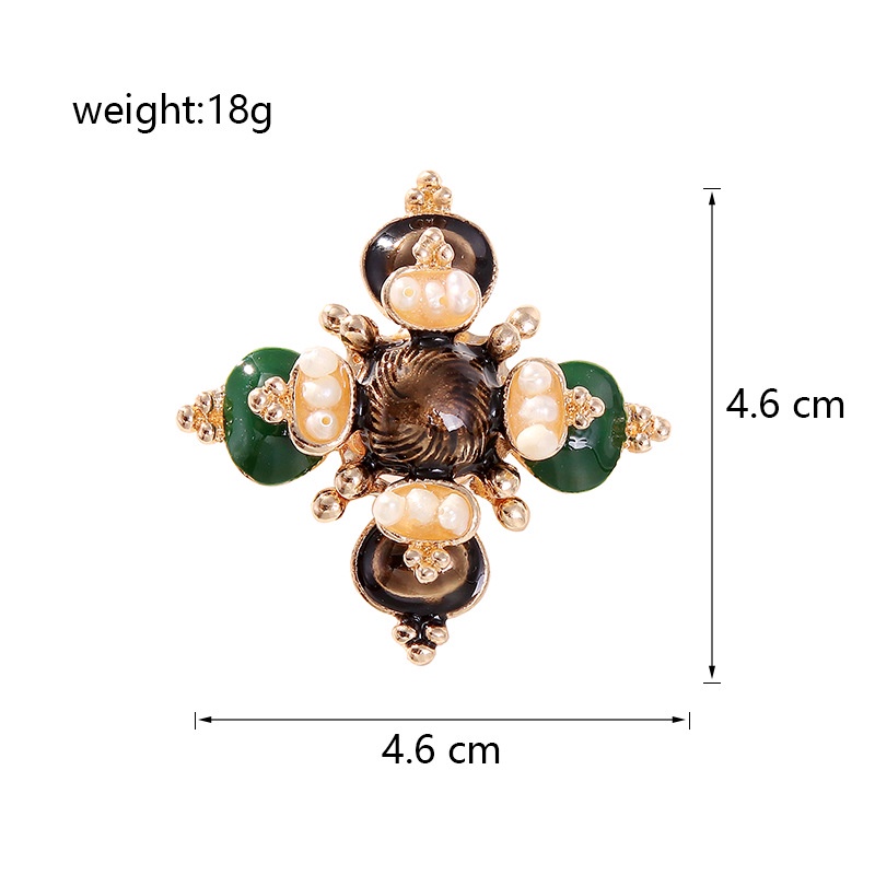 Ghim Cài Áo Hình Chữ Thập Đính Ngọc Trai Nước Ngọt Phong Cách Baroque