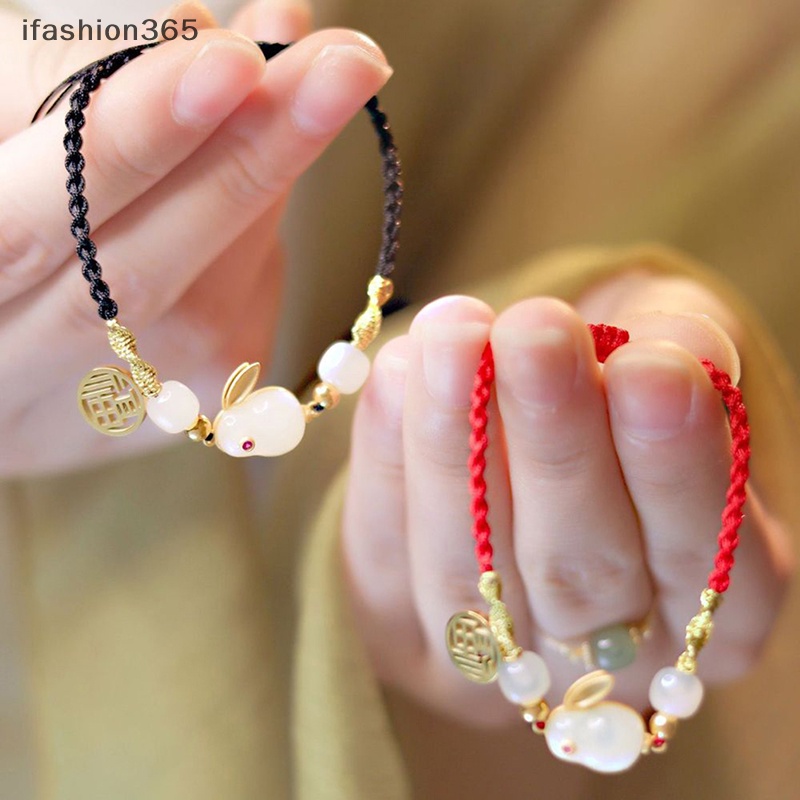 [ifashion365] 2023 Vòng Tay Dây Bện Mặt Thủ Công Tự Làm Mặt Hình Thỏ Dễ Thương Làm Quà Tặng Cho Bạn Gái / Học Sinh