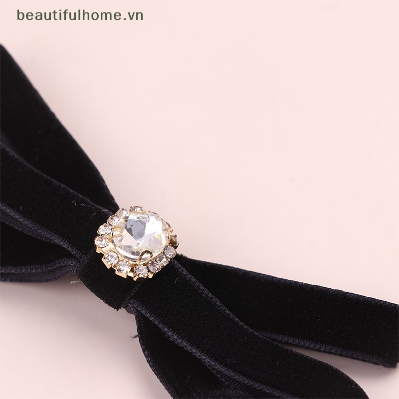 1 Kẹp Tóc Hình Nơ Đen Đính Đá Xinh Xắn