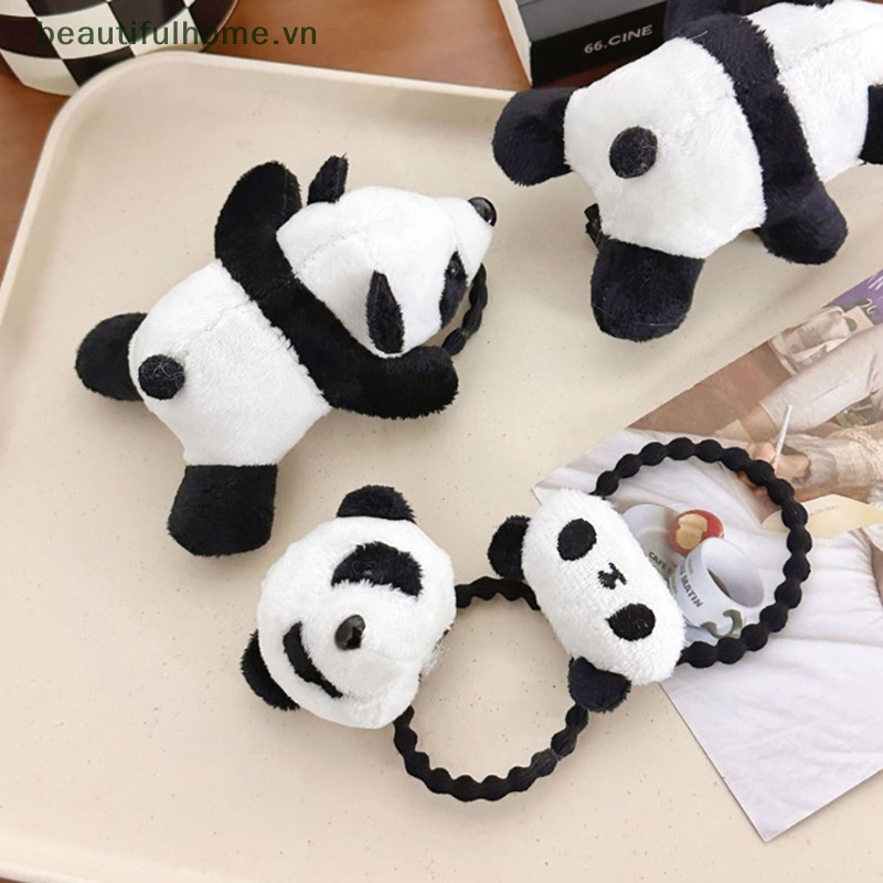 [beautifulhome] Băng Đô Cài Tóc Co Giãn Hình Gấu Trúc Lông Xù Đáng Yêu Làm Đẹp Quần Áo [beauty]