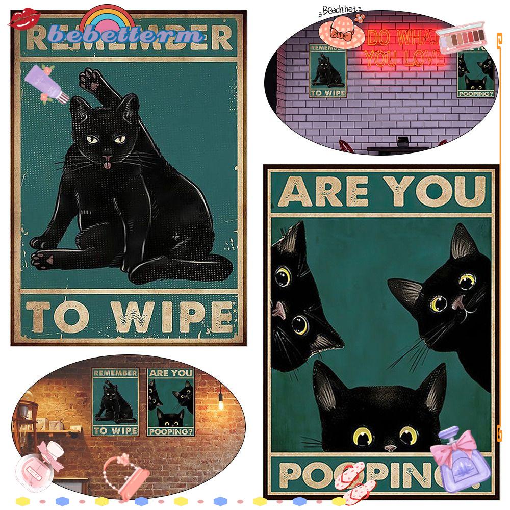Bộ 2 Biển Báo Hình Mèo Vui Nhộn Trang Trí Nhà Tắm
