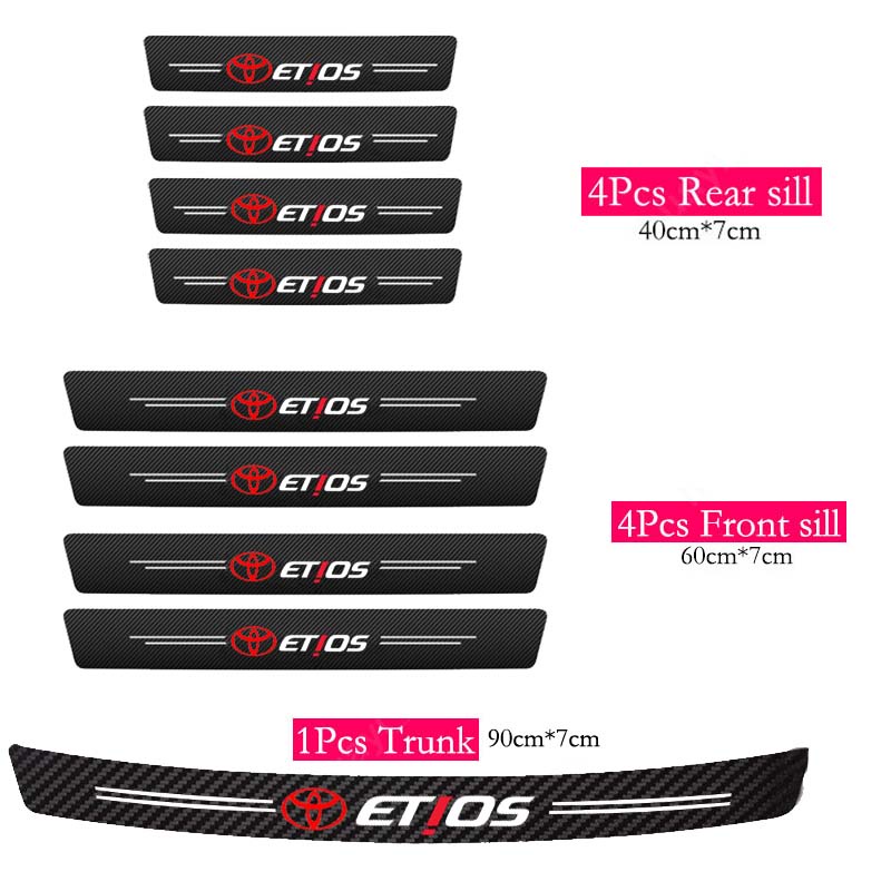 Miếng Dán Cửa Xe Hơi Toyota Etios Bằng Da Sợi Carbon Chống Trầy Xước