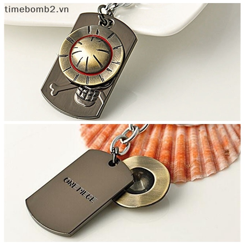 {Timebomb} Móc Chìa Khóa Bằng Thép Không Gỉ Hình Anime One Piece Luffy Đội Mũ Rơm Thời Trang