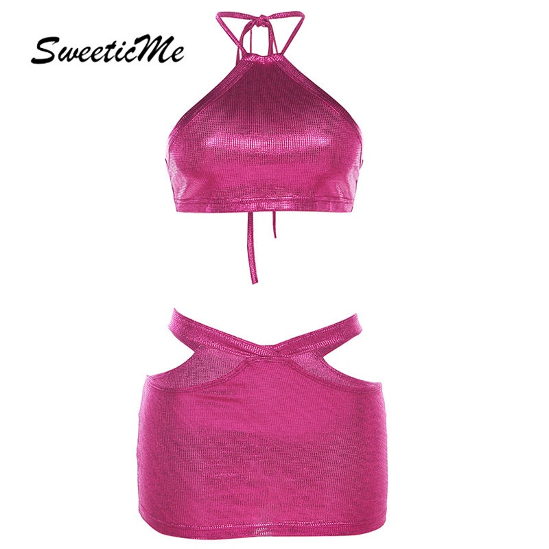 Bộ Áo Hai Dây Dáng Ôm Màu Trơn Phối Chân Váy Ngắn Thời Trang 2023 Quyến Rũ Cho Nữ