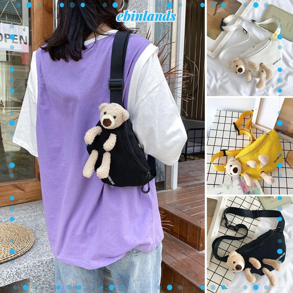 Túi Đeo Chéo Ngực / Thắt Lưng Màu Trơn Họa Tiết Gấu / Chuối Dễ Thương