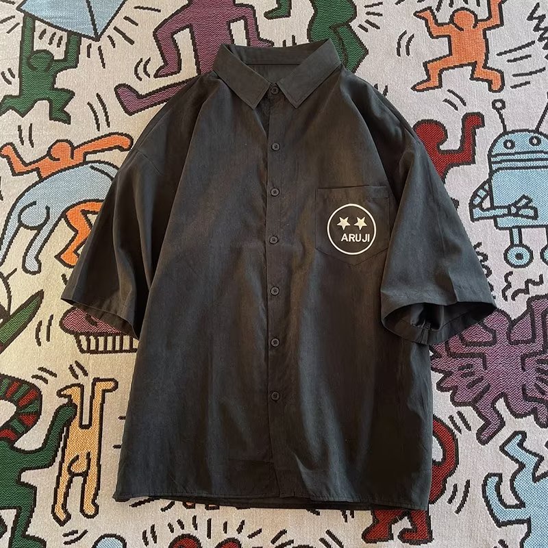 Áo Sơ Mi Ngắn Tay Dáng Rộng Thời Trang Mùa Hè Nhật Bản Dành Cho Nam