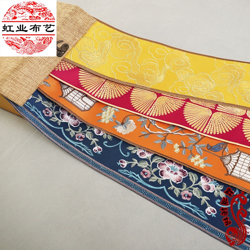 Vải Ren Ruy Băng Thêu Họa Tiết Phong Cách Trung Hoa 10cm Dùng May Gối / Đệm Ghế Sofa