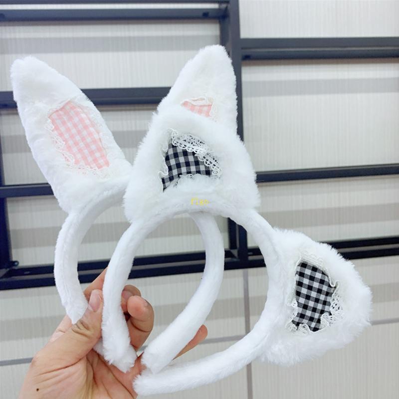 Băng Đô Tai Thỏ Phối Lông Phong Cách Lolita Dễ Thương