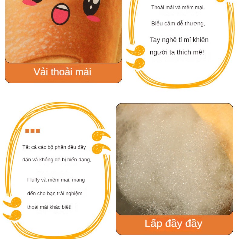 Gối Ôm Nhồi Bông Hình Bánh Mì Hoạt Hình Đáng Yêu