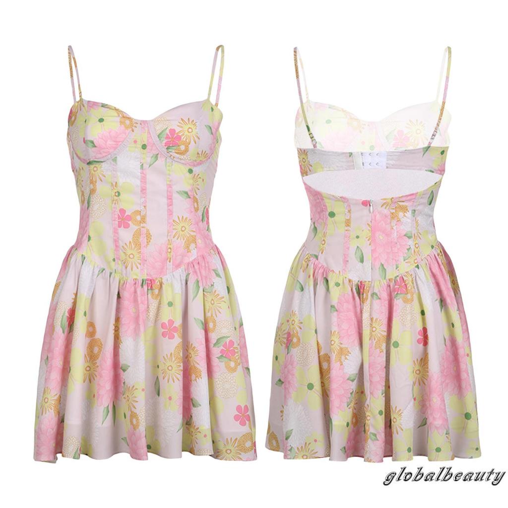 Đầm Hai Dây Hở Lưng Họa Tiết Hoa Thời Trang Mùa Hè Cho Nữ