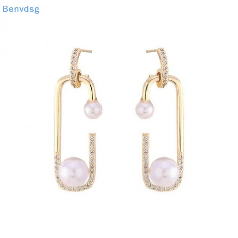 Benvdsg > Khuyên Tai Lủng Lẳng Đính Ngọc Trai Kiểu Ghim Bất Đối Xứng Thời Trang Hàn
