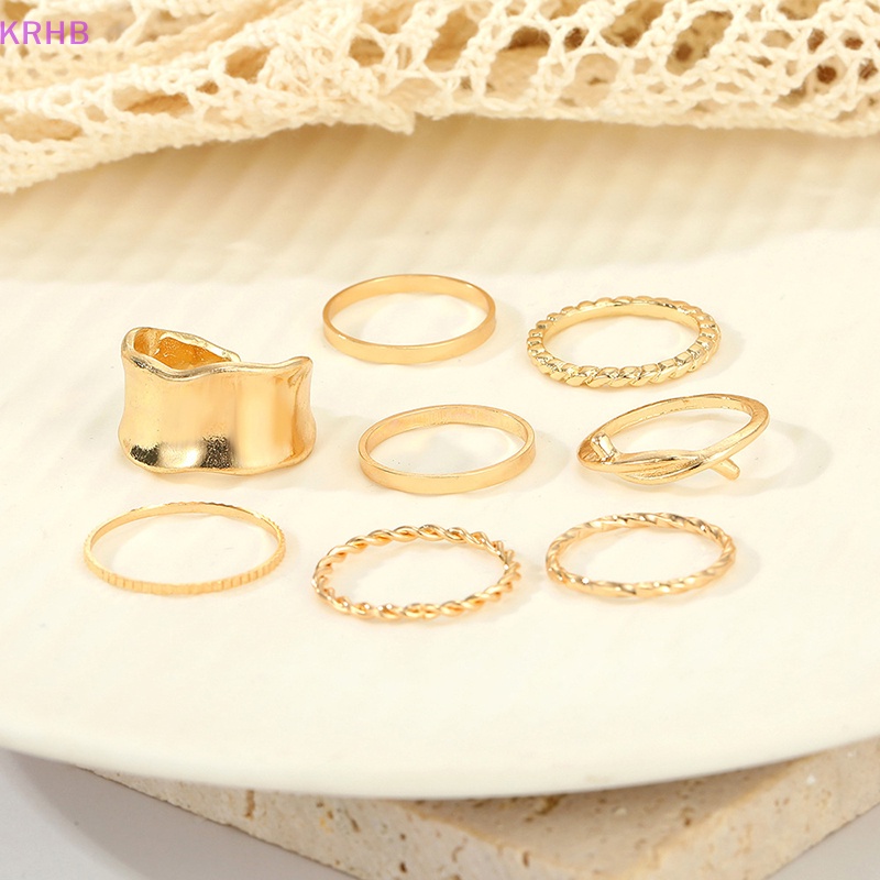 Set 8 Nhẫn Kim Loại Đeo Khớp Ngón Tay Phong Cách Vintage Cho Nữ Mới