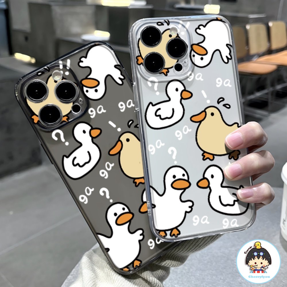 Ốp Điện Thoại TPU Mềm Chống Dấu Vân Tay In Hình Vịt Hoạt Hình Cho IPhone 11 14 13 12 Pro Max XS XR 7 8 Plus