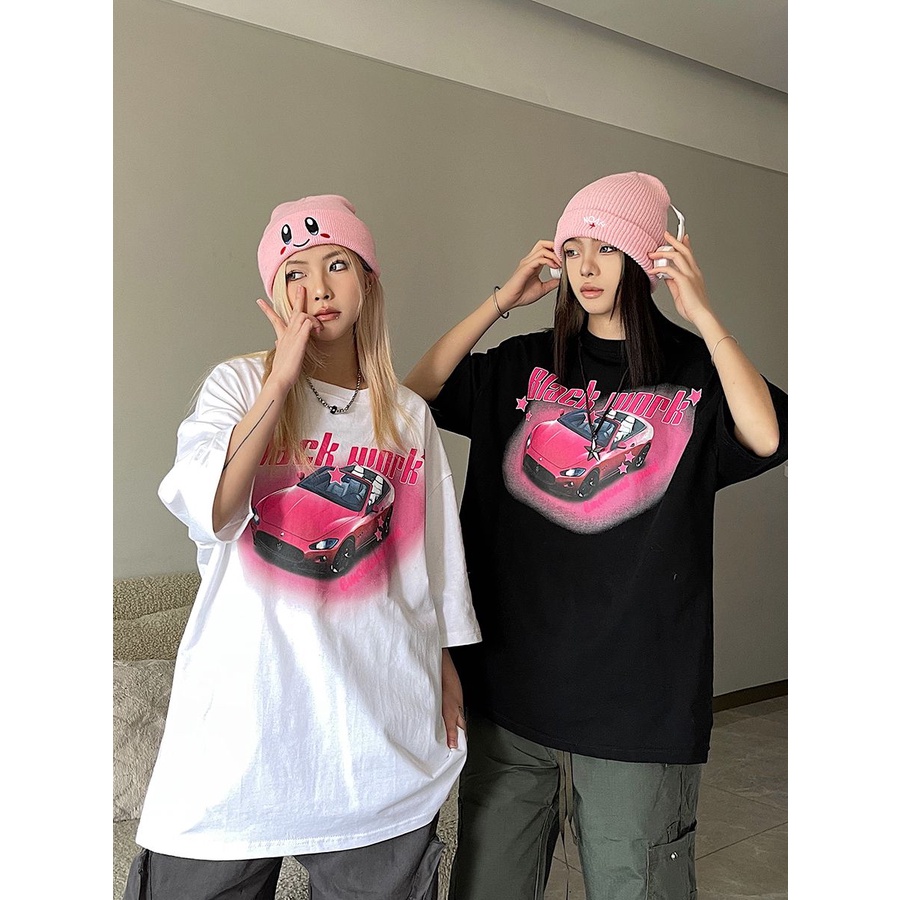 Áo Thun 100% Cotton Tay Ngắn Dáng Rộng In Họa Tiết Đường Phố Thời Trang Cho Nam Và Nữ